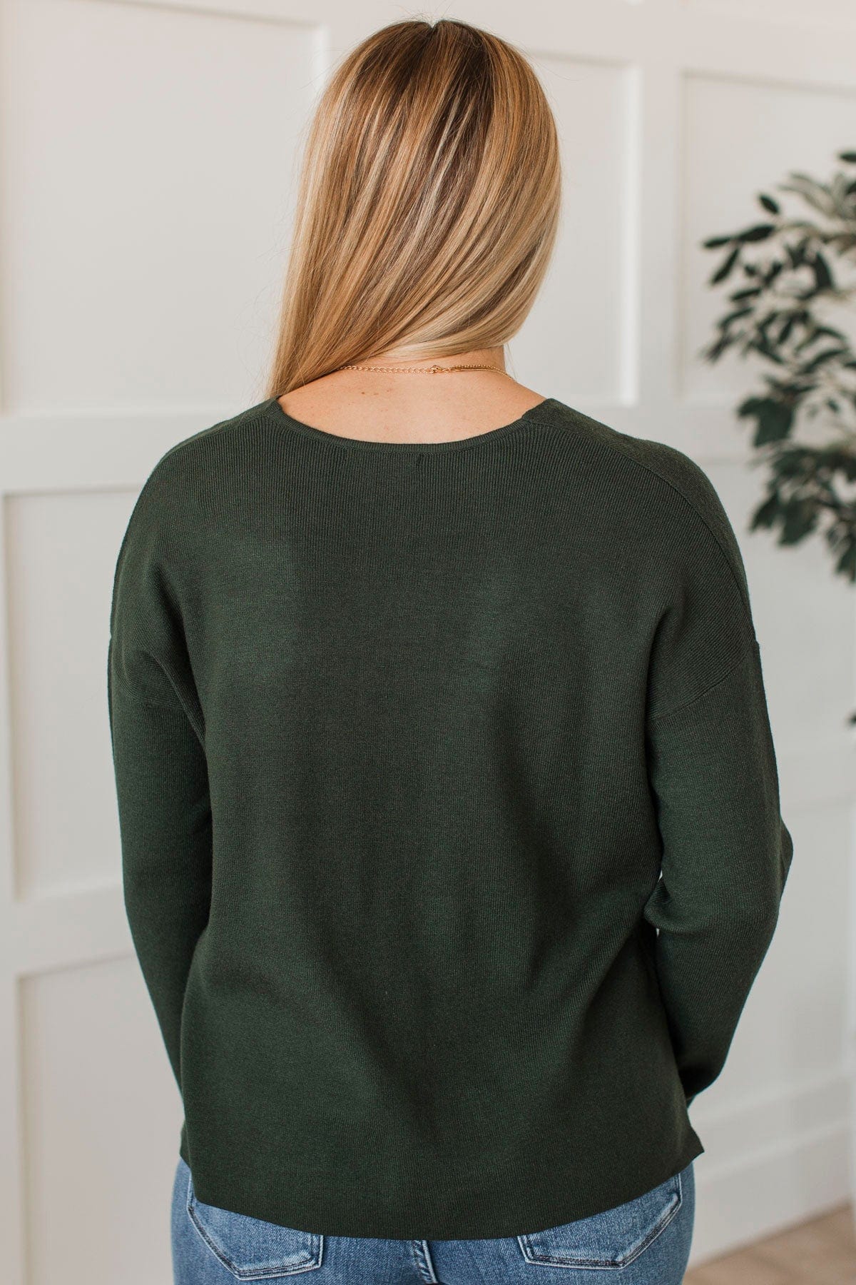 Coveted Beauty V-Neck Sweater- Spruce - Image 6