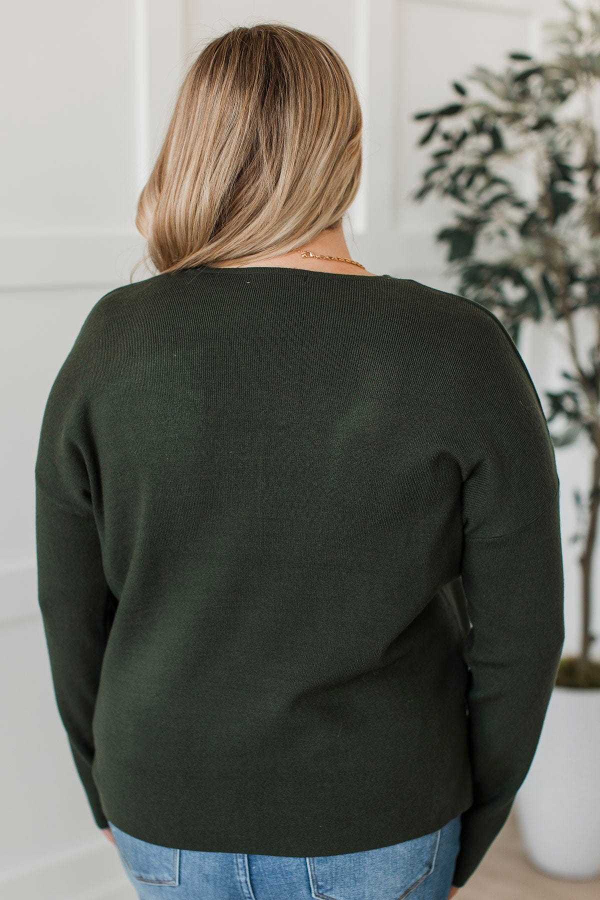 Coveted Beauty V-Neck Sweater- Spruce - Image 7