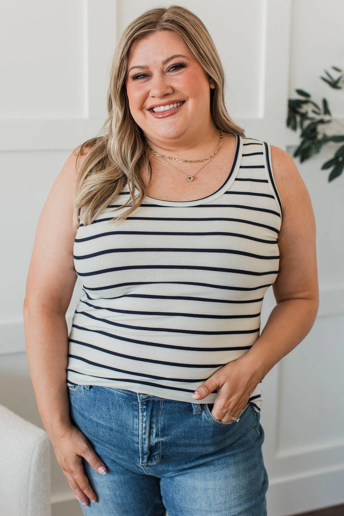 Coveted Love Striped Tank Top- Ivory - Image 2