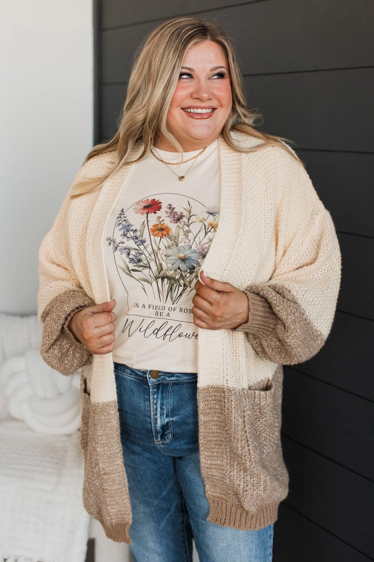 Cozier Days Color Block Cardigan- Ivory - Image 4