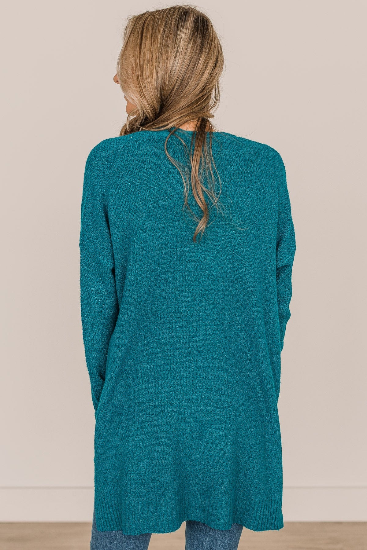 Cozy As Can Be Long Knitted Cardigan- Teal - Image 9