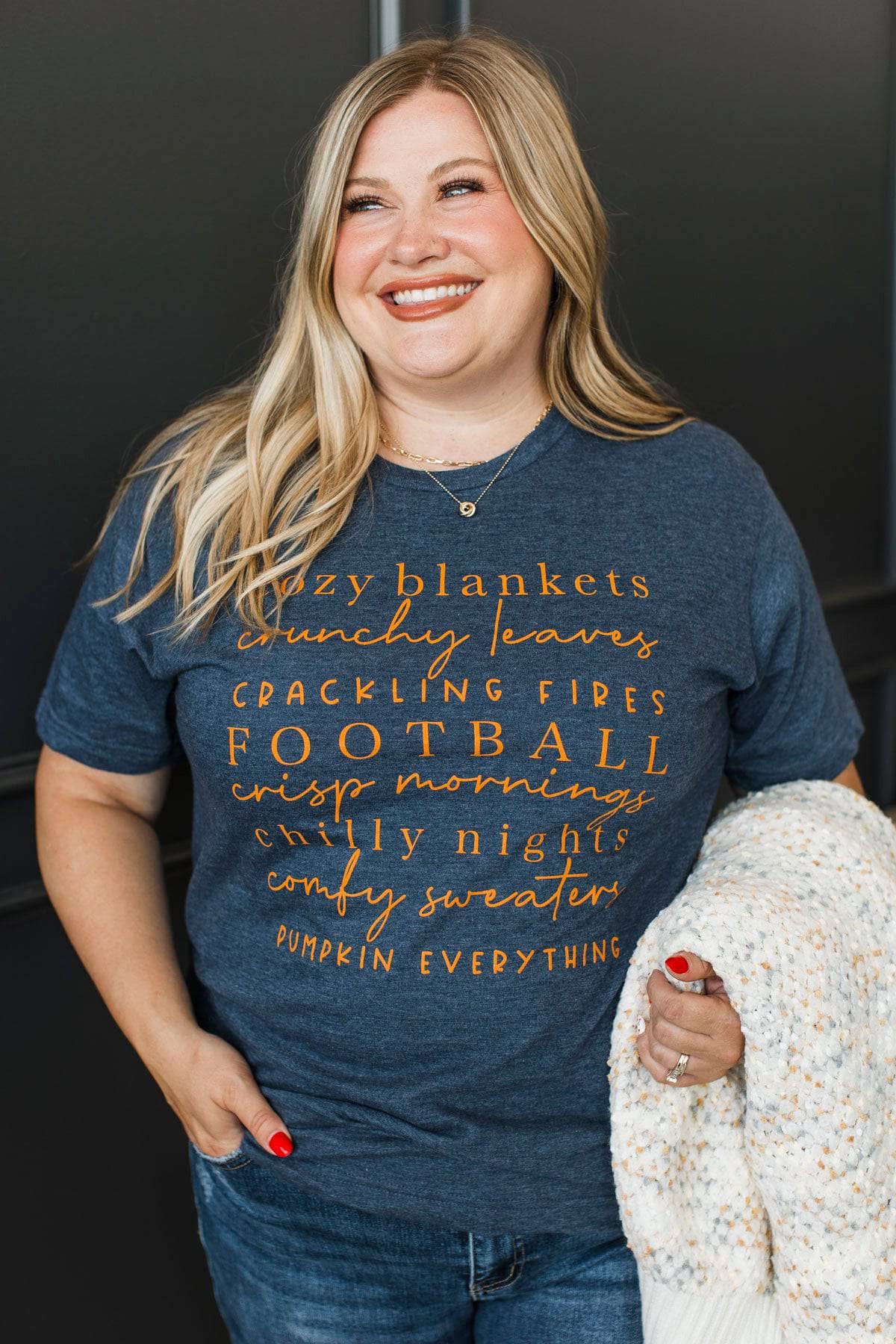 "Cozy Blankets" Graphic Tee- Navy - Image 5