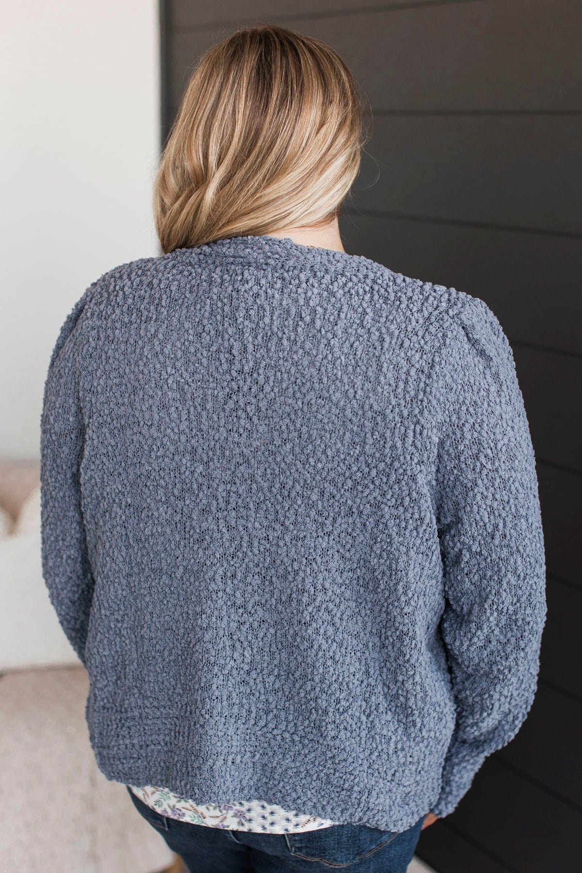 Cozy & Bright Knit Button Cardigan- Denim Blue - Image 8