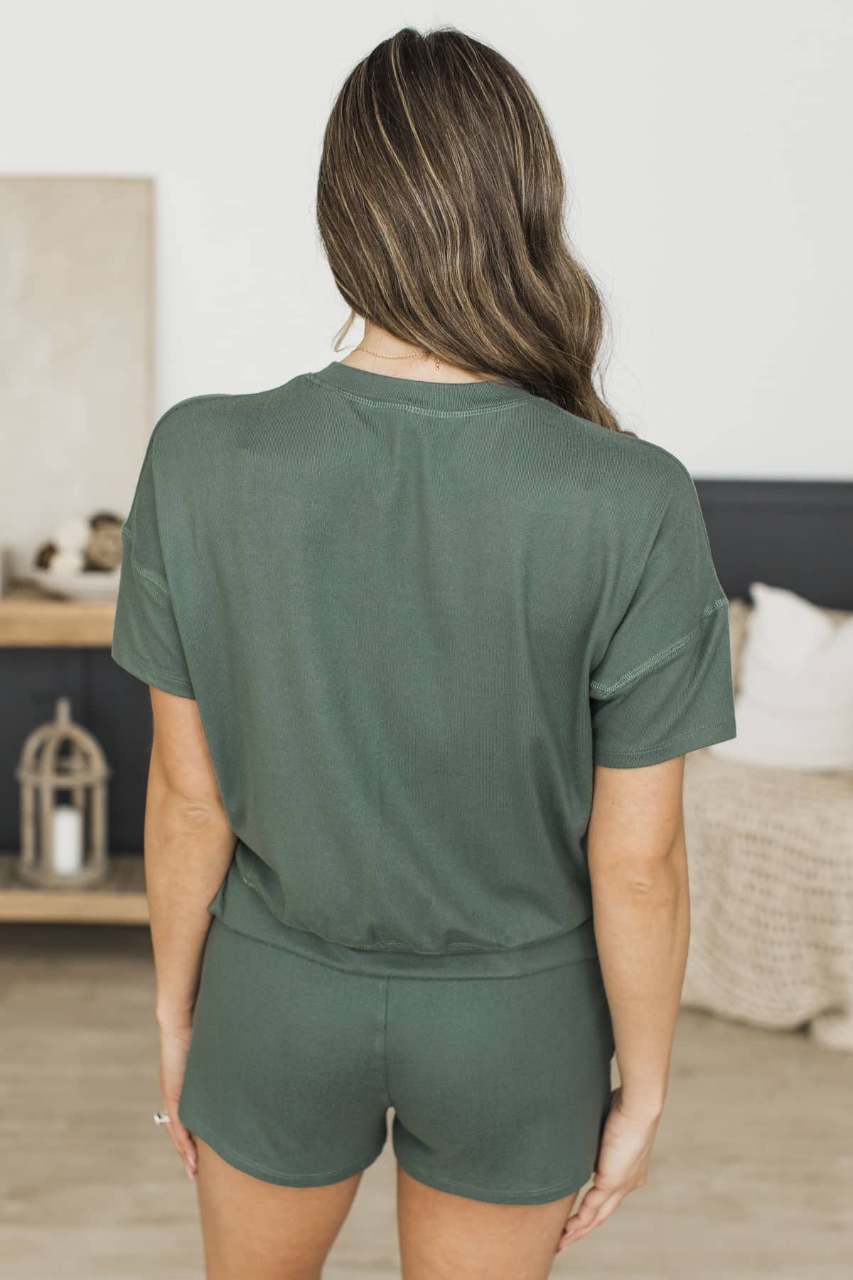 Cozy Evening Lounge Top & Shorts Set- Dusty Jade - Image 7