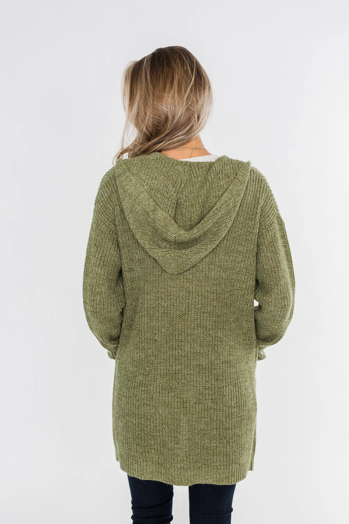 Cozy For The Season Hooded Cardigan- Olive - Image 13