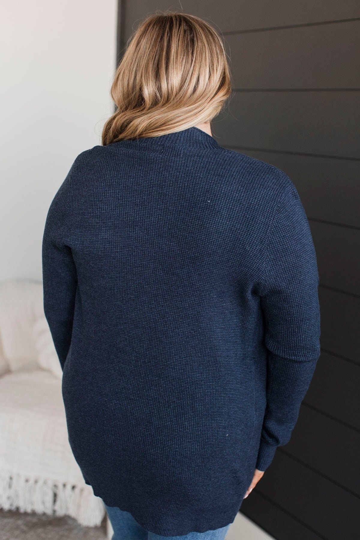 Cozy In This Moment Knit Cardigan- Navy - Image 6