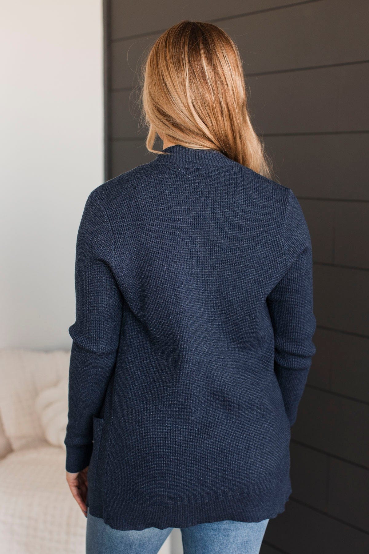 Cozy In This Moment Knit Cardigan- Navy - Image 7
