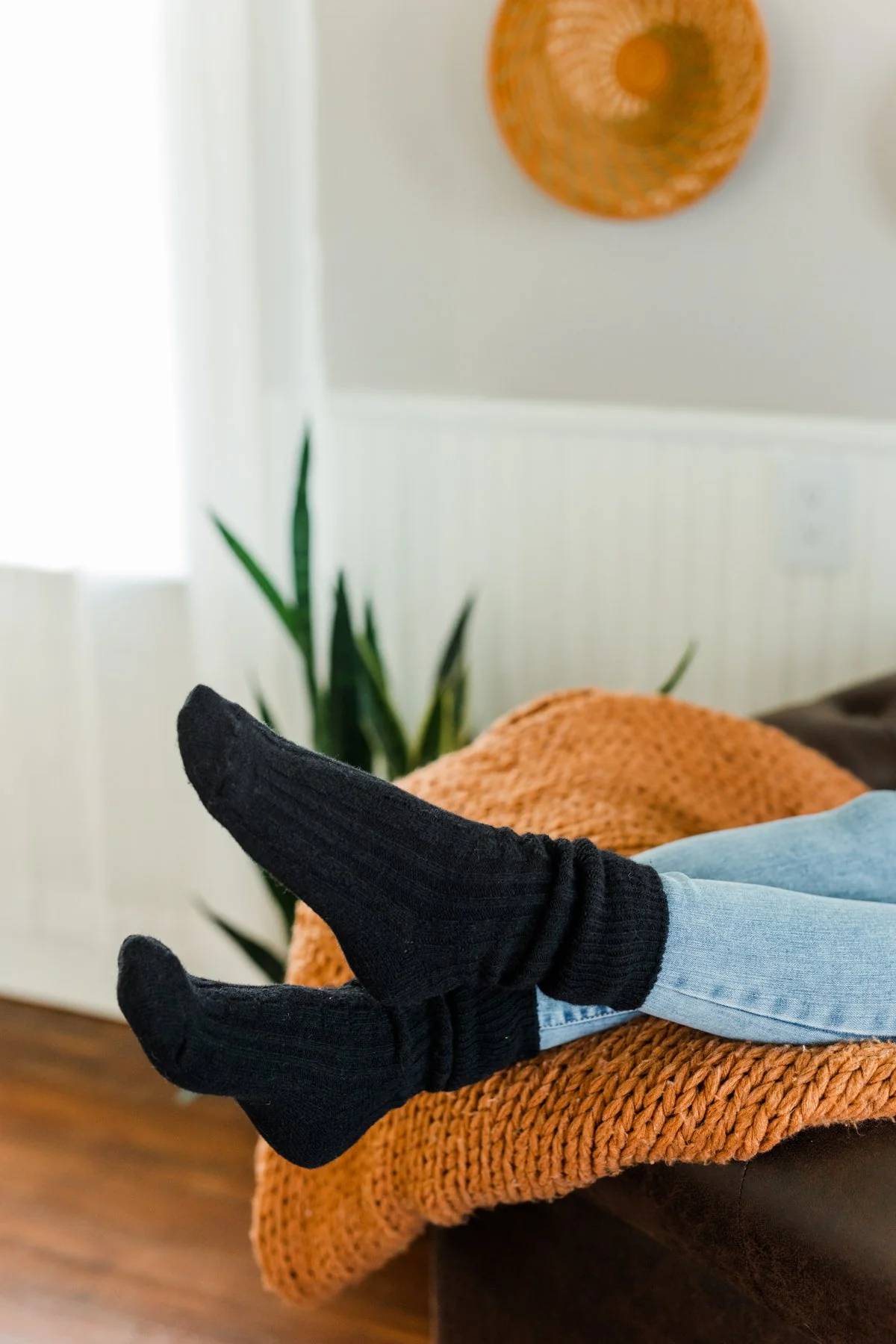 Cozy Knit Boot Socks- Black - Image 3