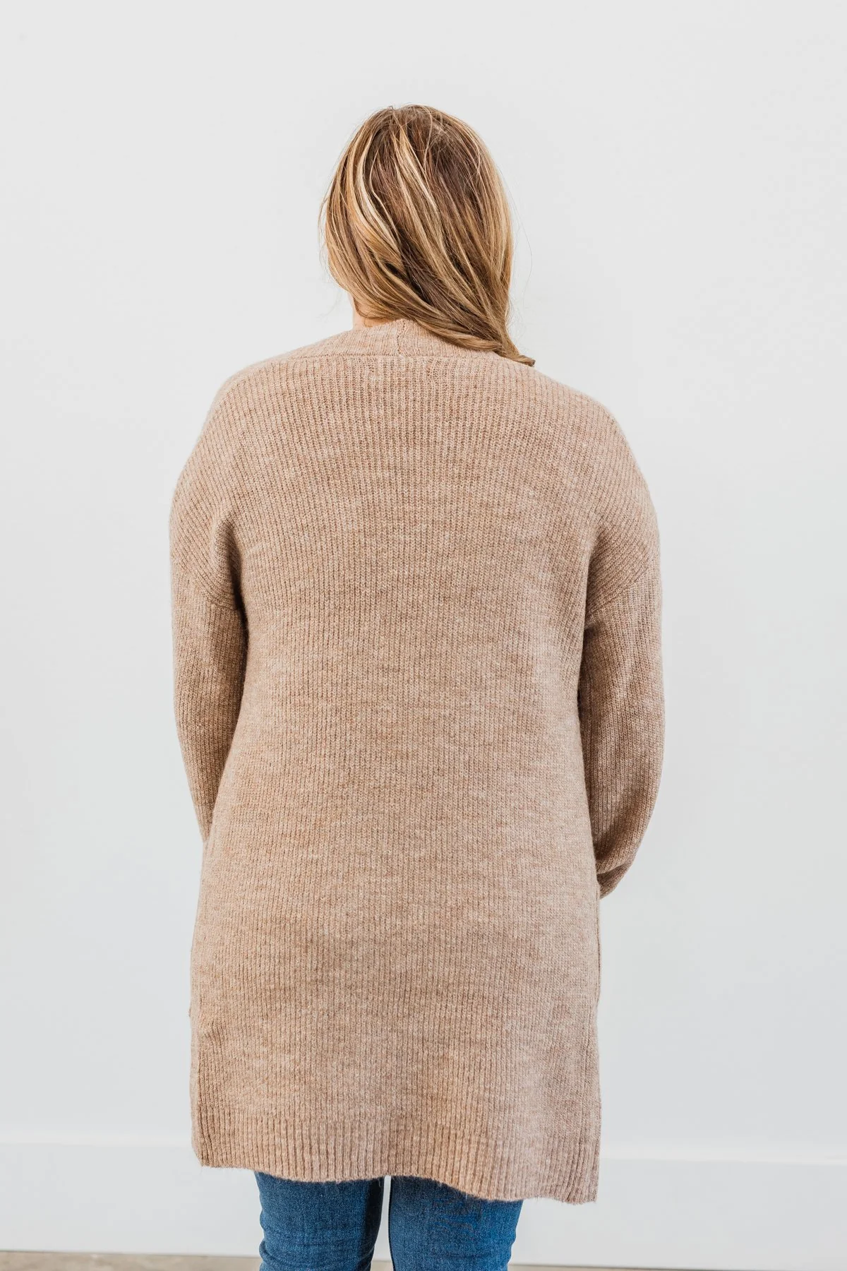 Cozy Up To You Long Knit Cardigan- Taupe - Image 13