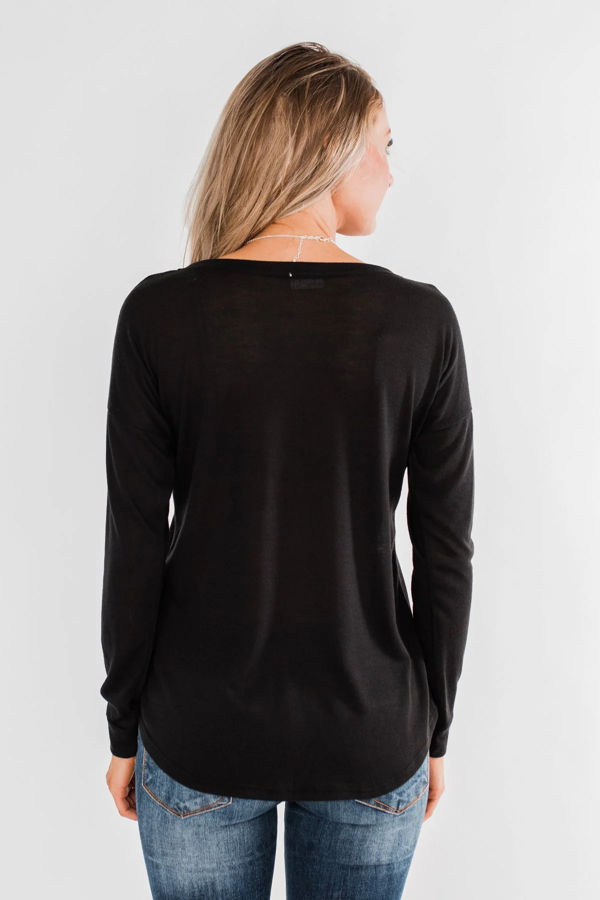 Cozy & Warm 4 Button Henley Top- Black - Image 12