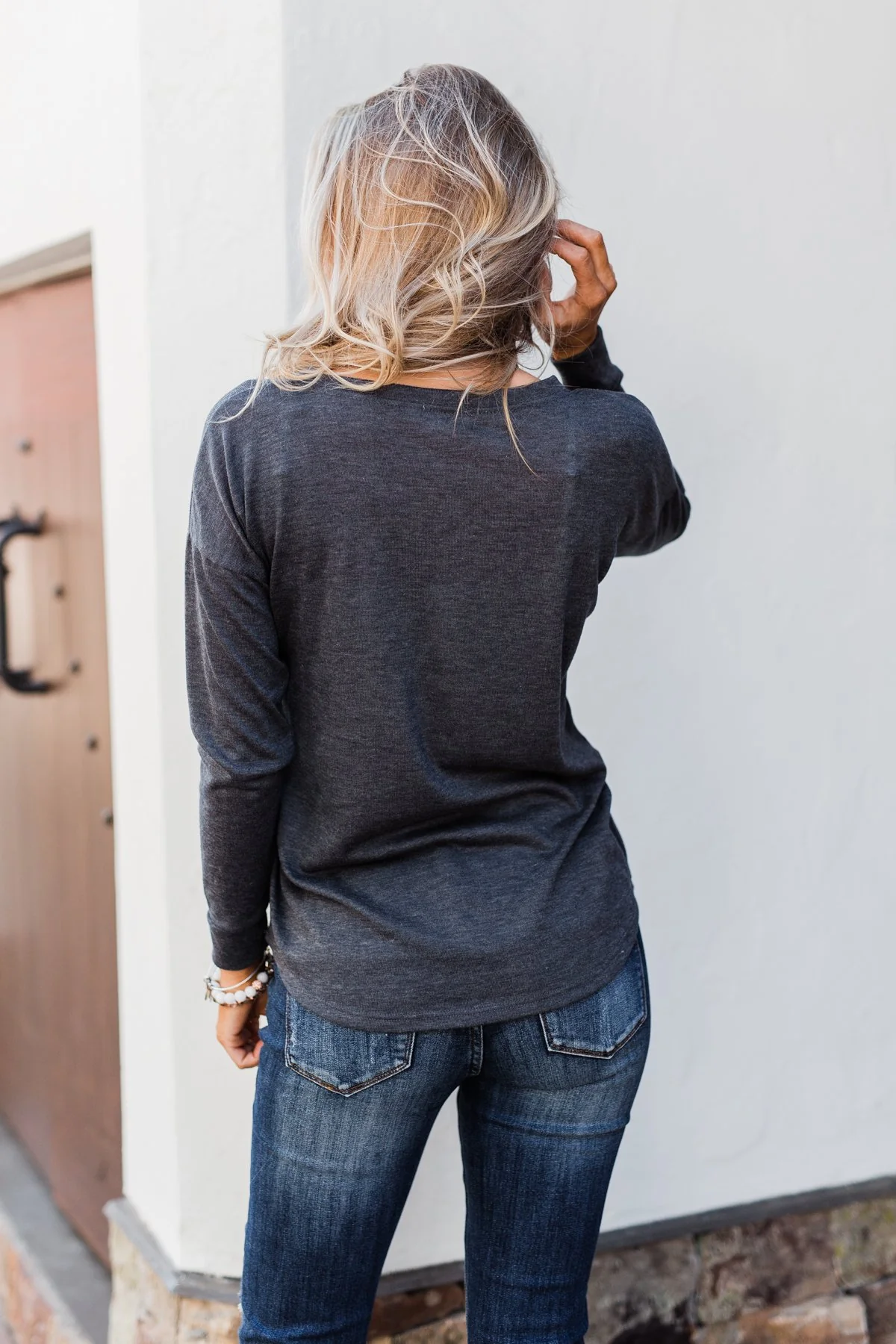Cozy & Warm 4 Button Henley Top- Dark Grey - Image 16