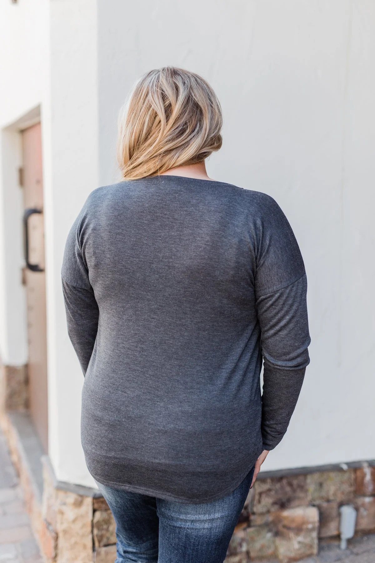 Cozy & Warm 4 Button Henley Top- Dark Grey - Image 17