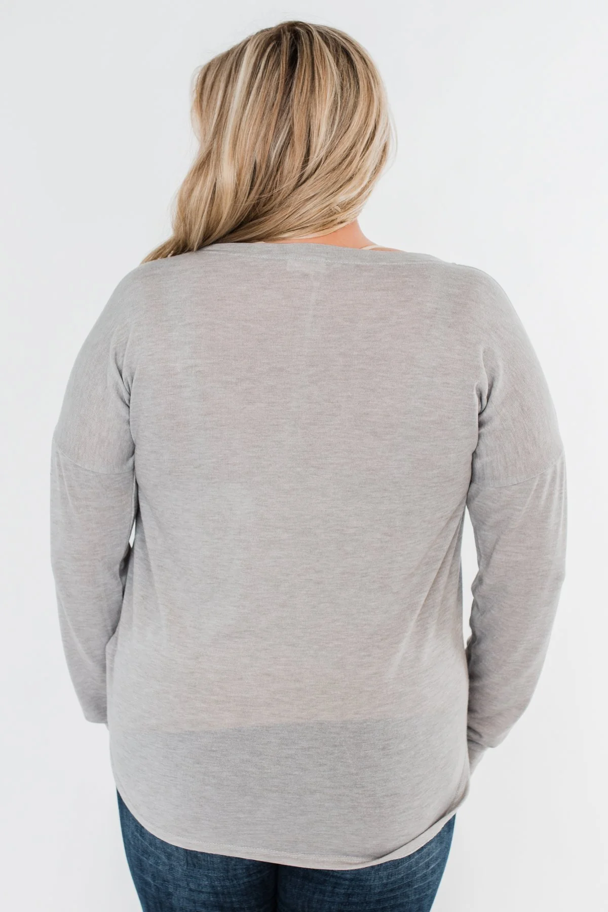 Cozy & Warm 4 Button Henley Top- Heather Gray - Image 13