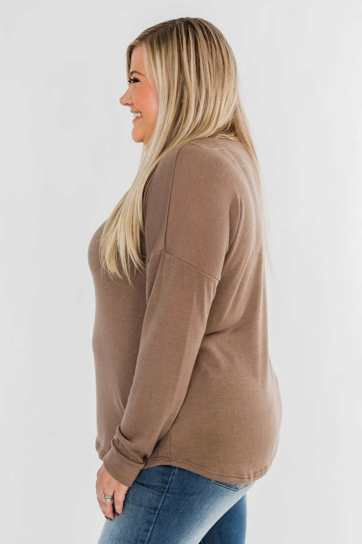 Cozy & Warm 4 Button Henley Top- Light Brown - Image 8