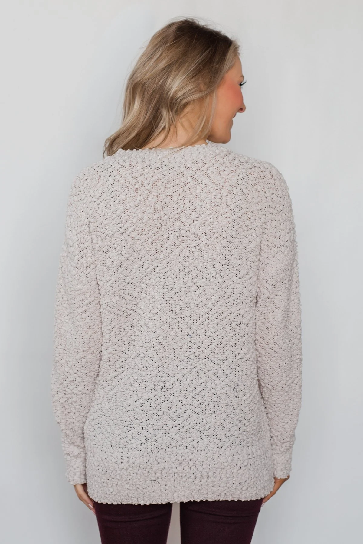 Cozy Winter Popcorn Sweater- Cream - Image 10