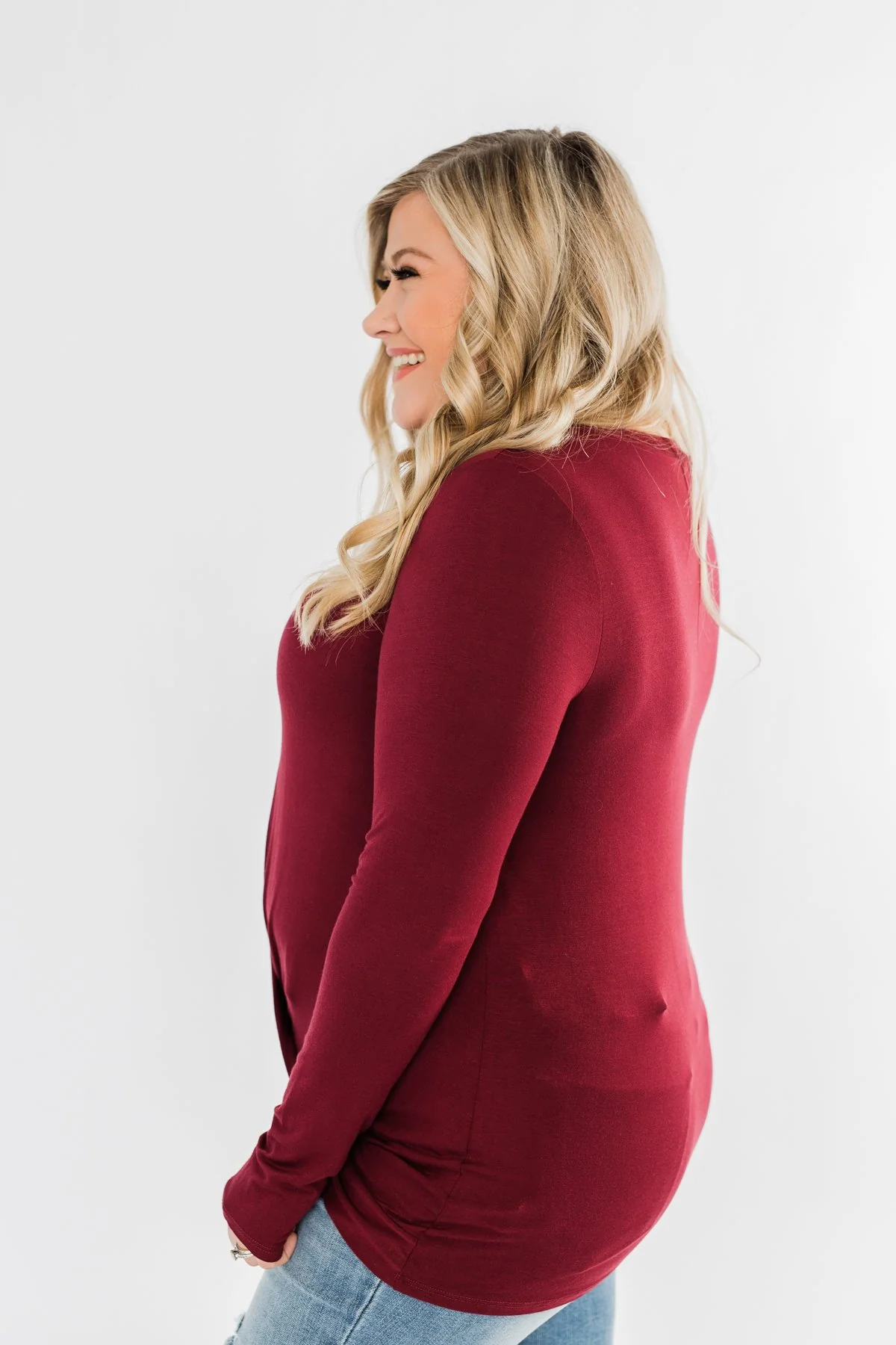 Just The Beginning Criss Cross Top- Burgundy - Image 8