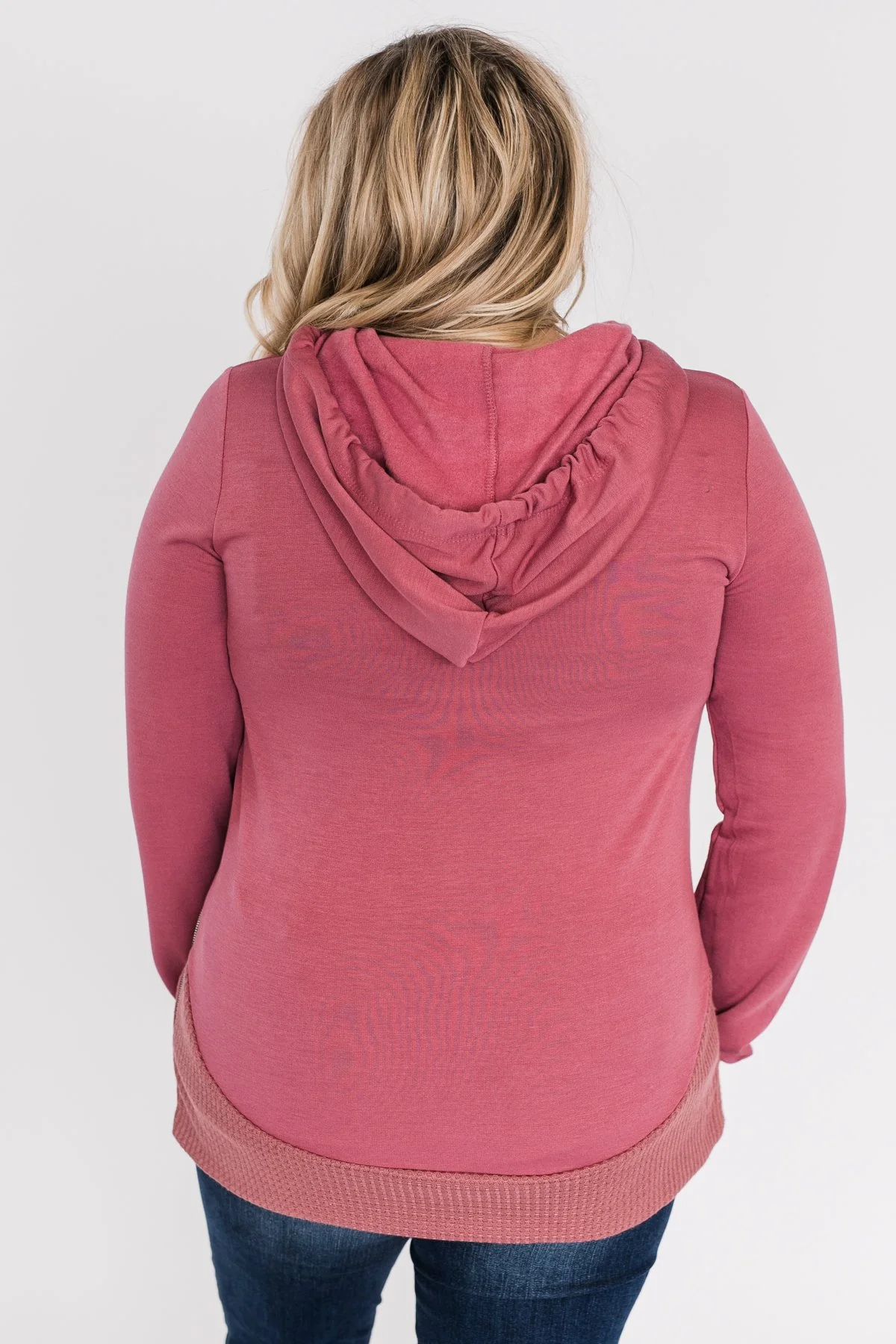 Crazy About You Drawstring Hoodie- Deep Mauve - Image 9