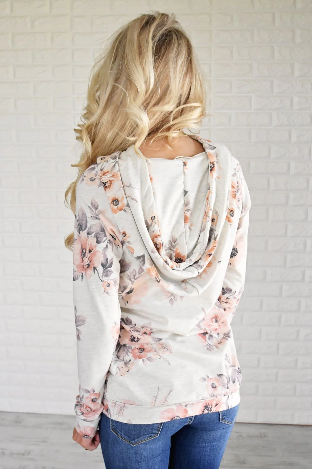 Cream Floral Hoodie - Image 4