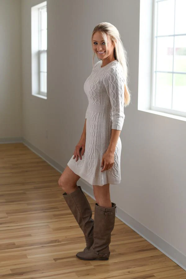 Cream Sweater Dress - Image 4