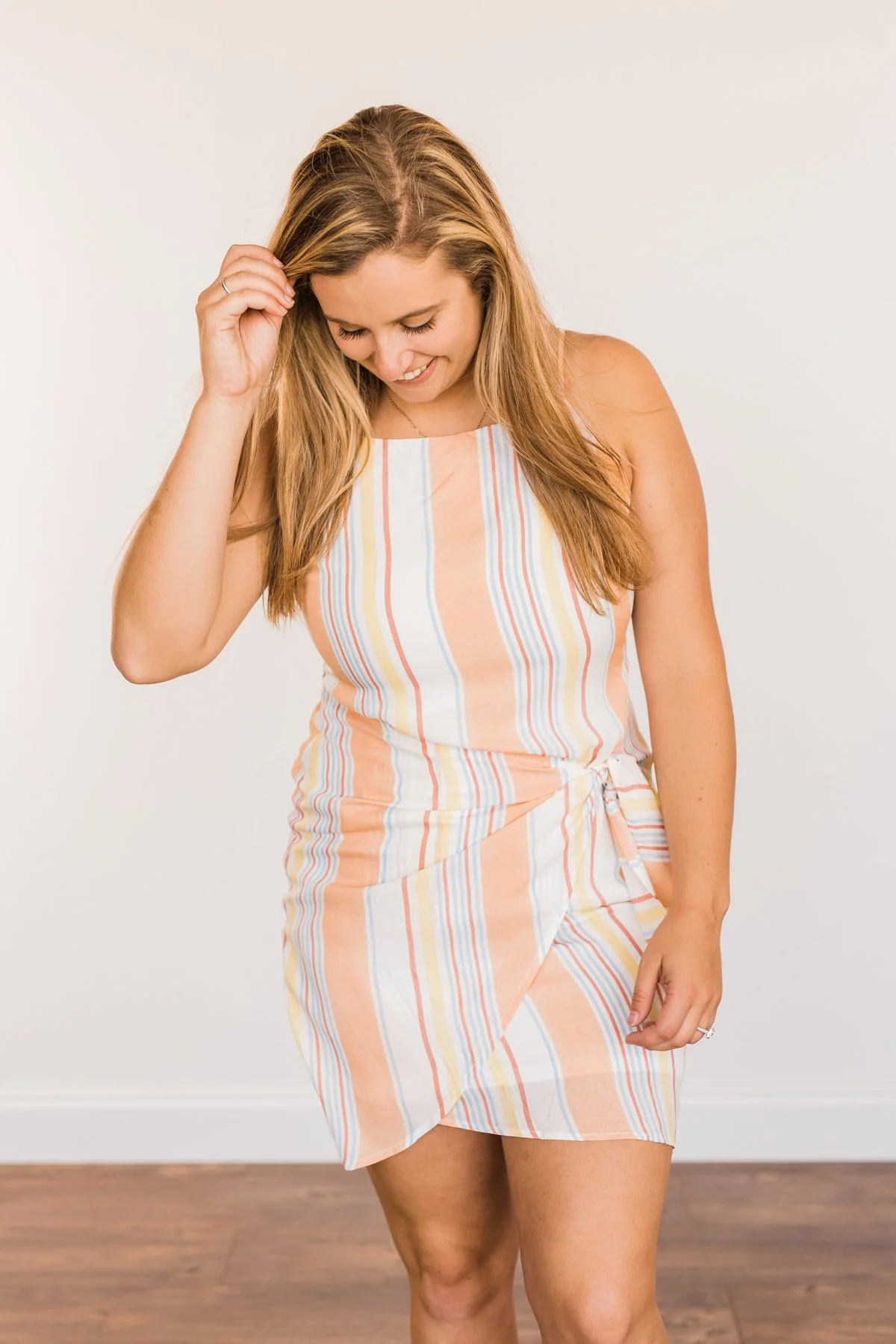 Create Your Own Sunshine Striped Dress- Soft Orange & Ivory - Image 4
