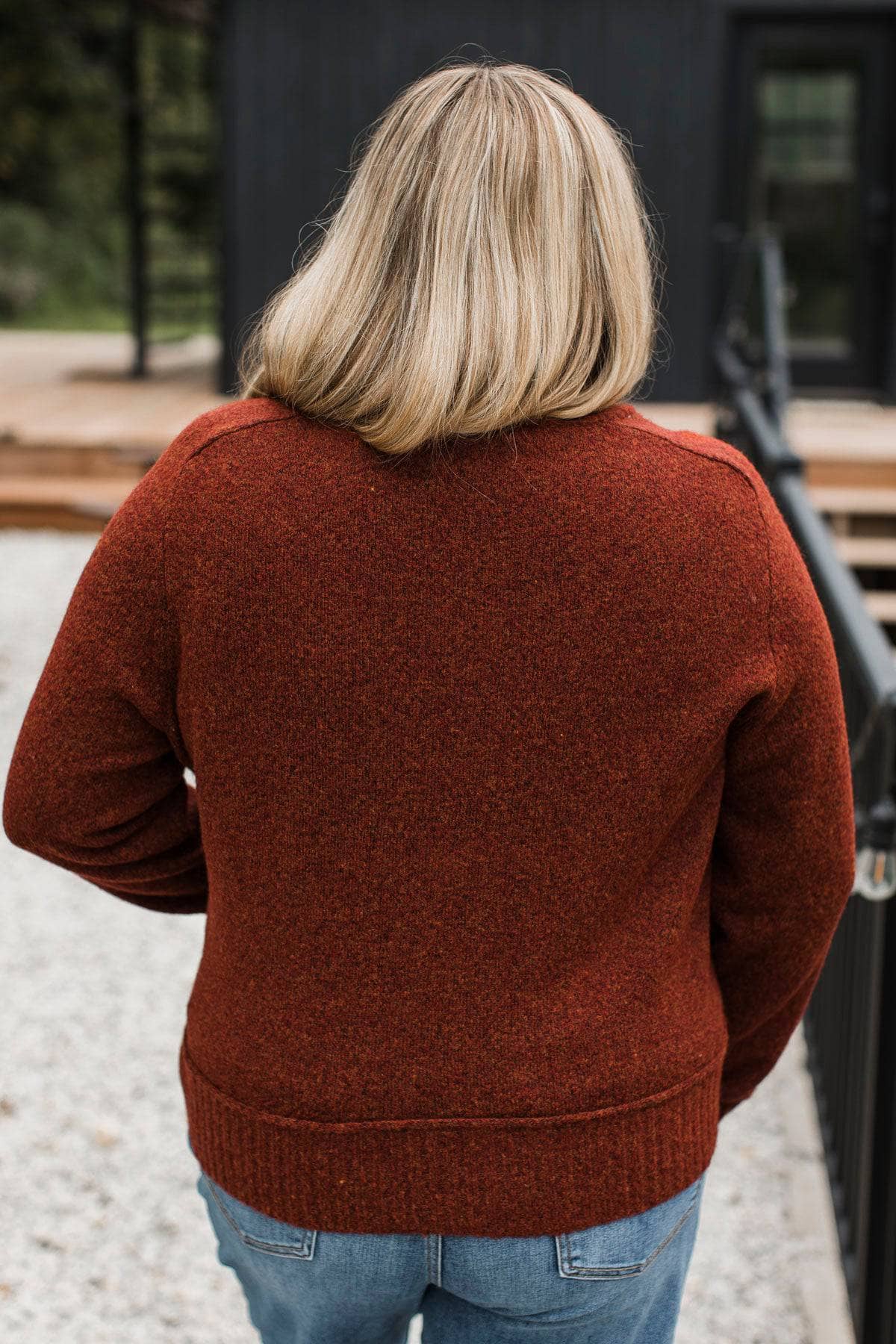 Creating My Happiness Knit Sweater- Dark Rust - Image 3