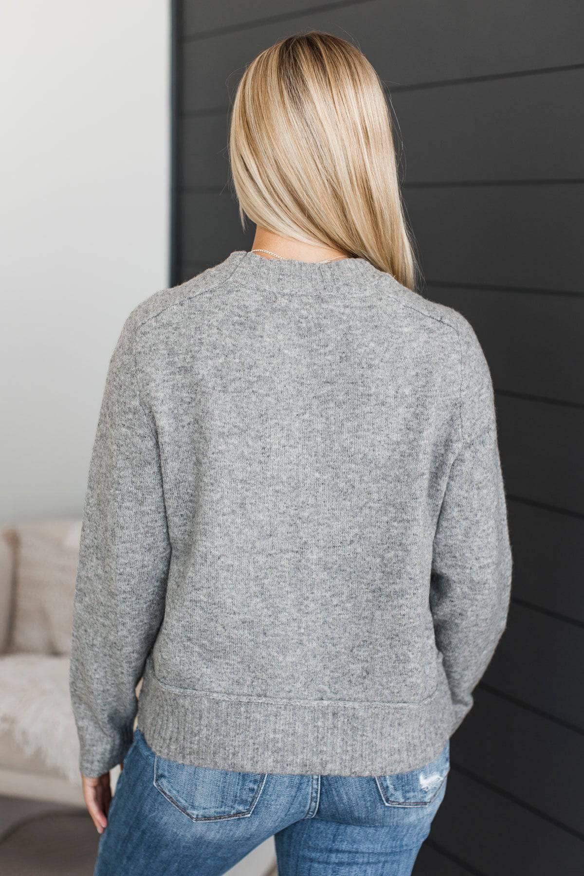 Creating My Happiness Knit Sweater- Heather Grey - Image 6