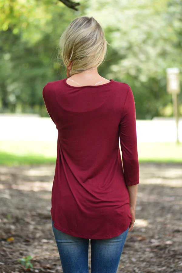 Criss Cross My Heart Top - Burgundy - Image 6