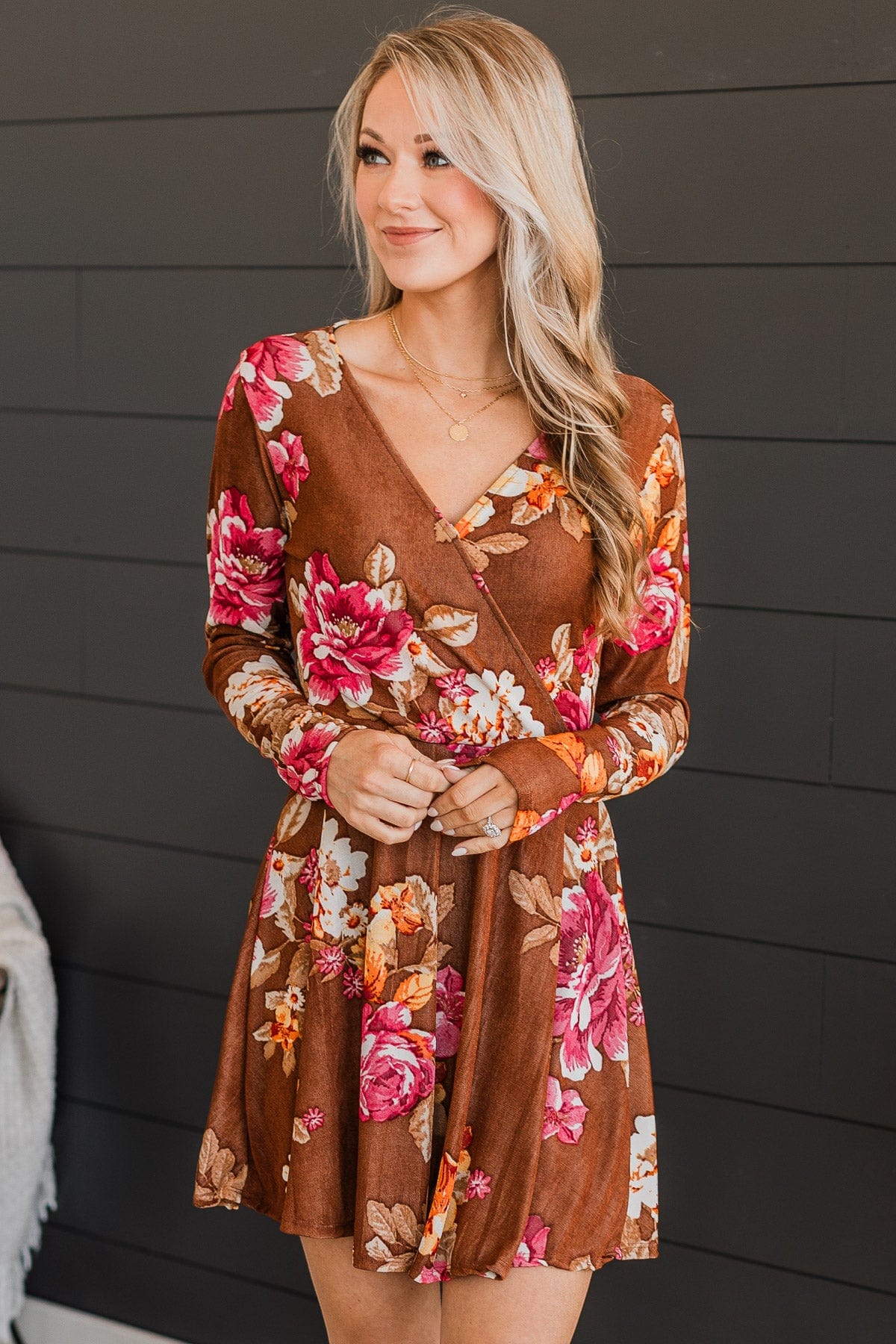 Crowded Affair Floral Dress- Brown - Image 3