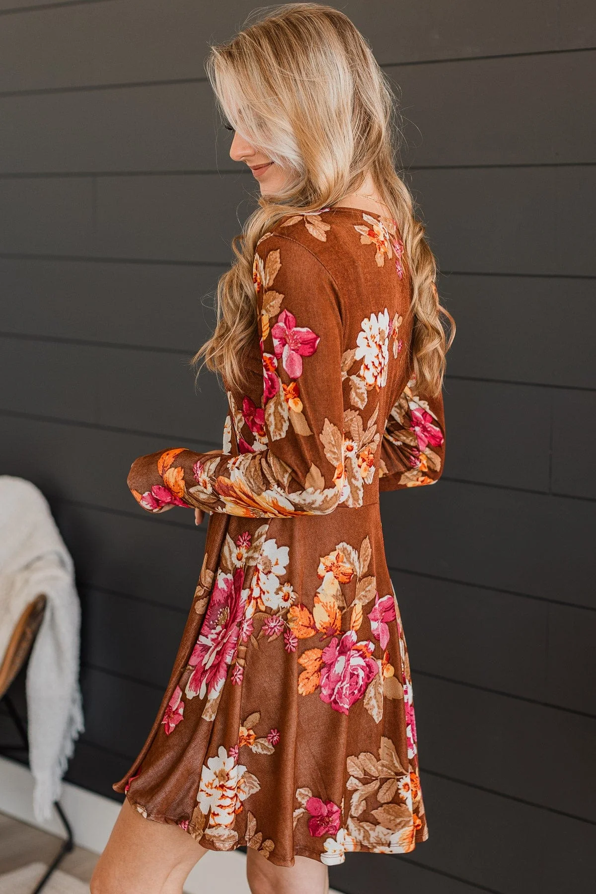 Crowded Affair Floral Dress- Brown - Image 5