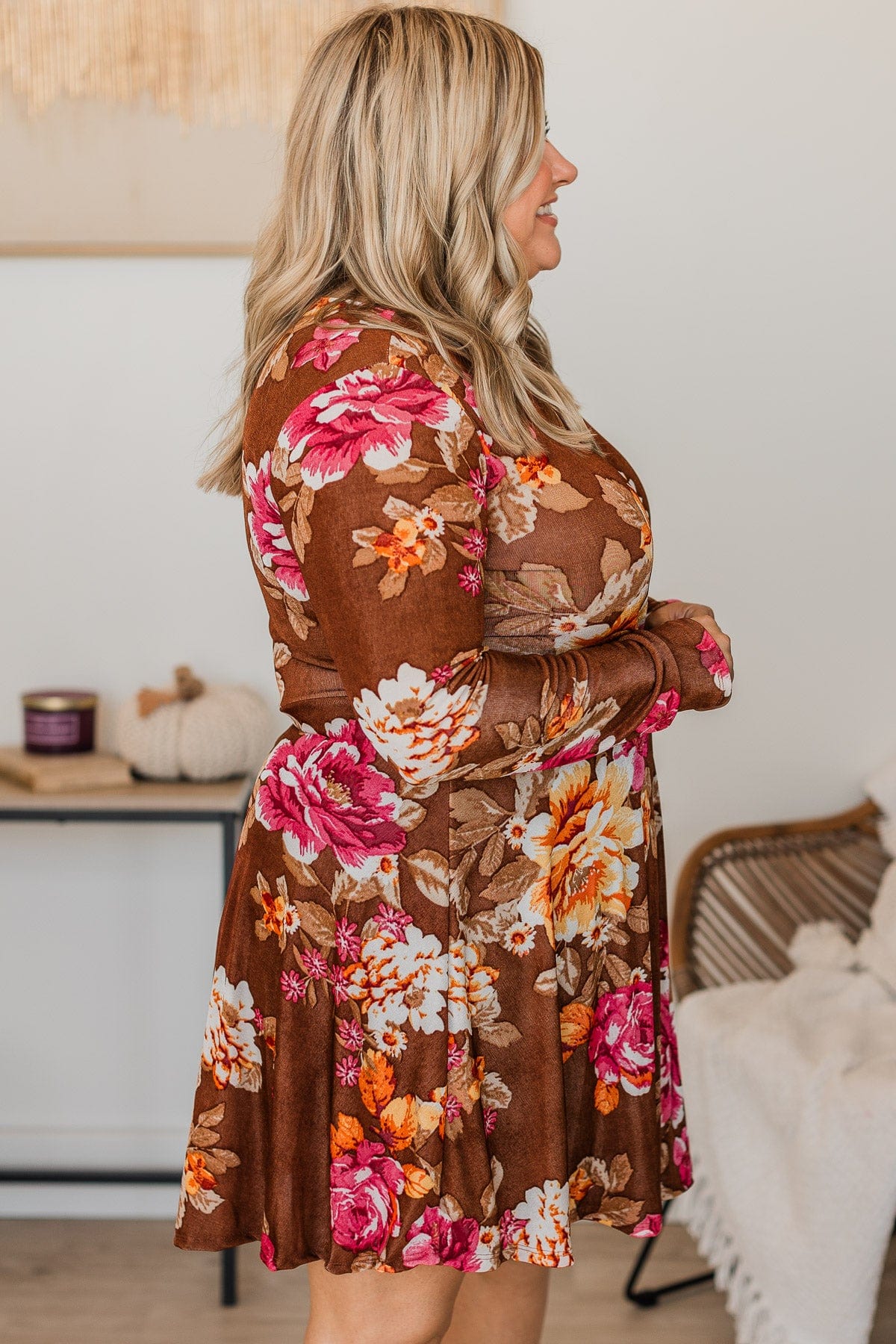 Crowded Affair Floral Dress- Brown - Image 6