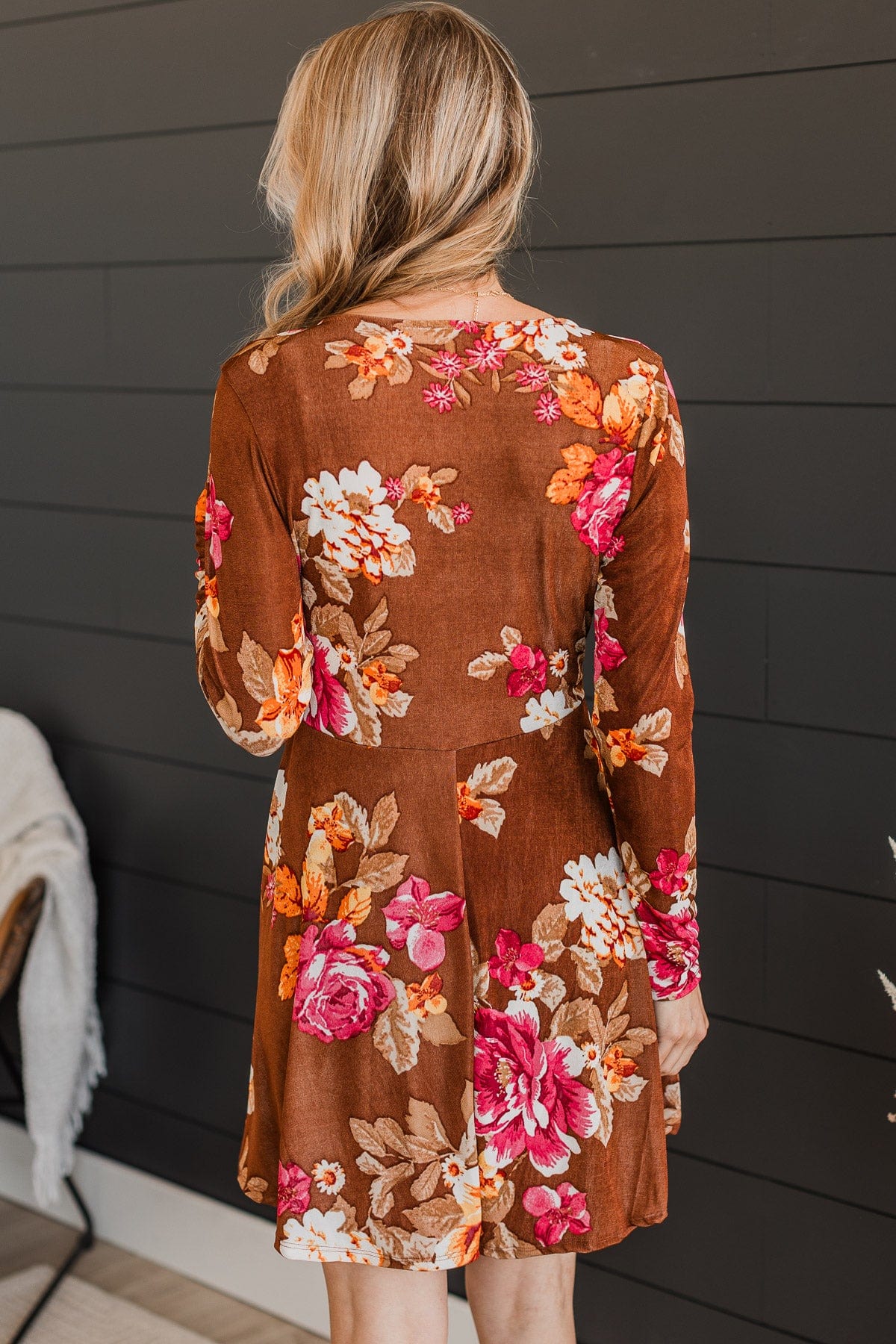 Crowded Affair Floral Dress- Brown - Image 7