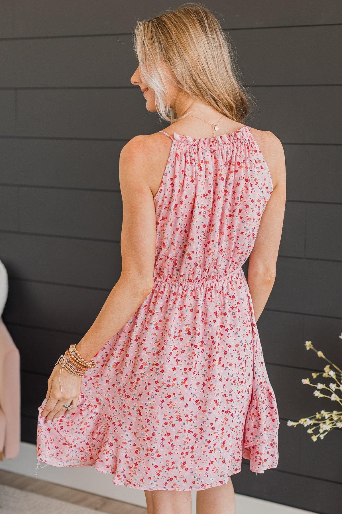 Cruise Through Town Floral Dress- Blush - Image 6