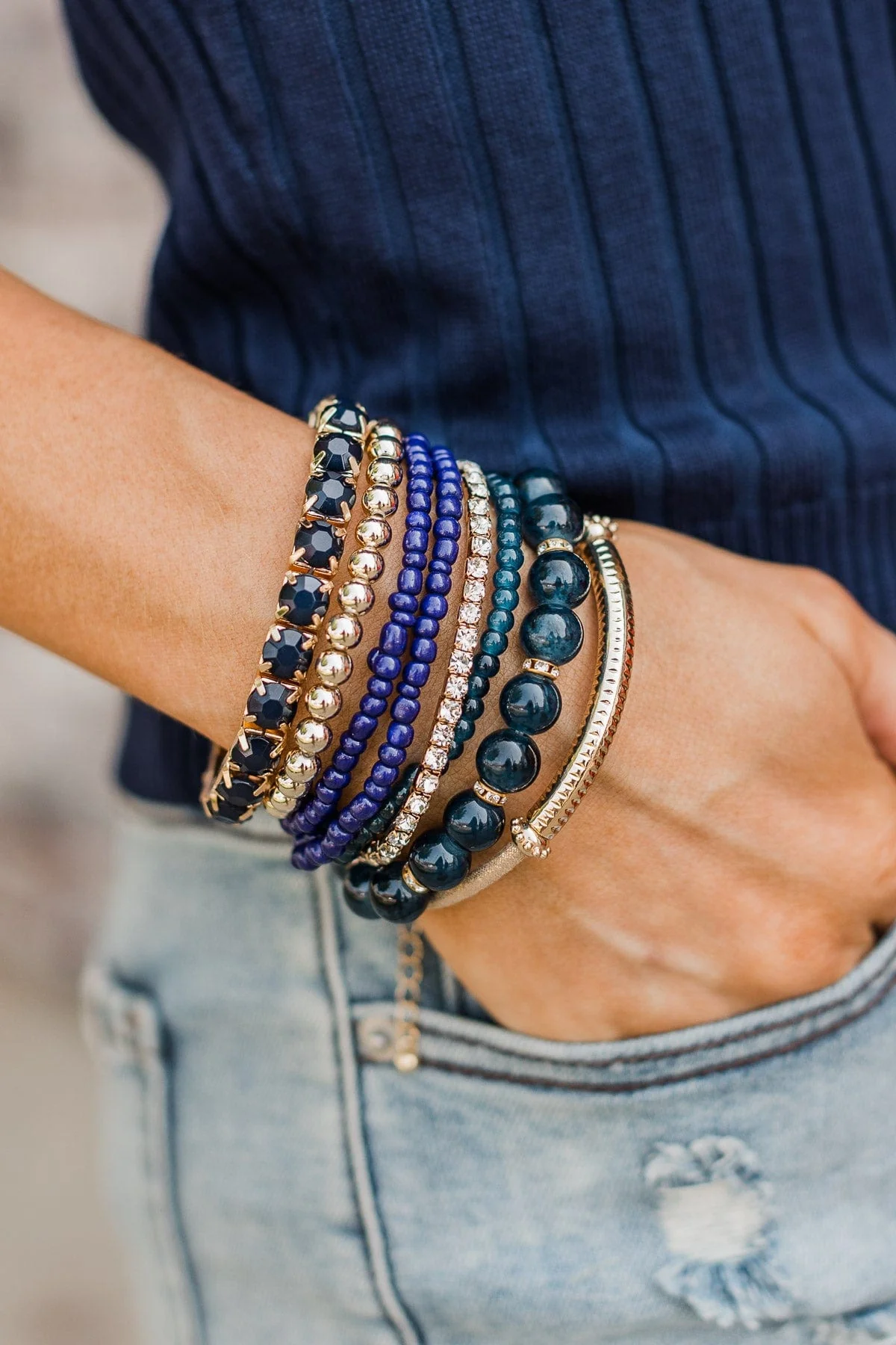 Crushing On You Stackable Bracelet Set- Navy - Image 2