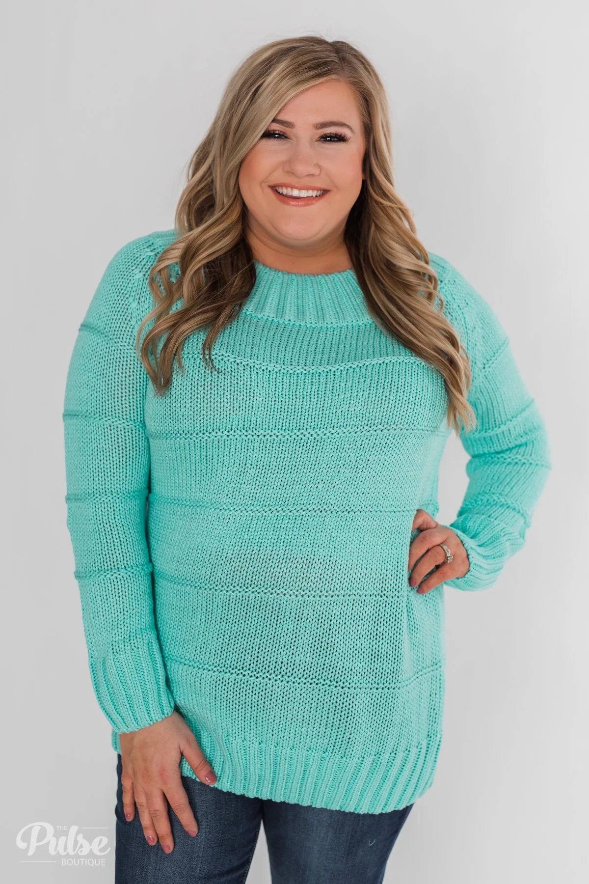 Cuddle Me Close Knitted Sweater- Light Blue - Image 3