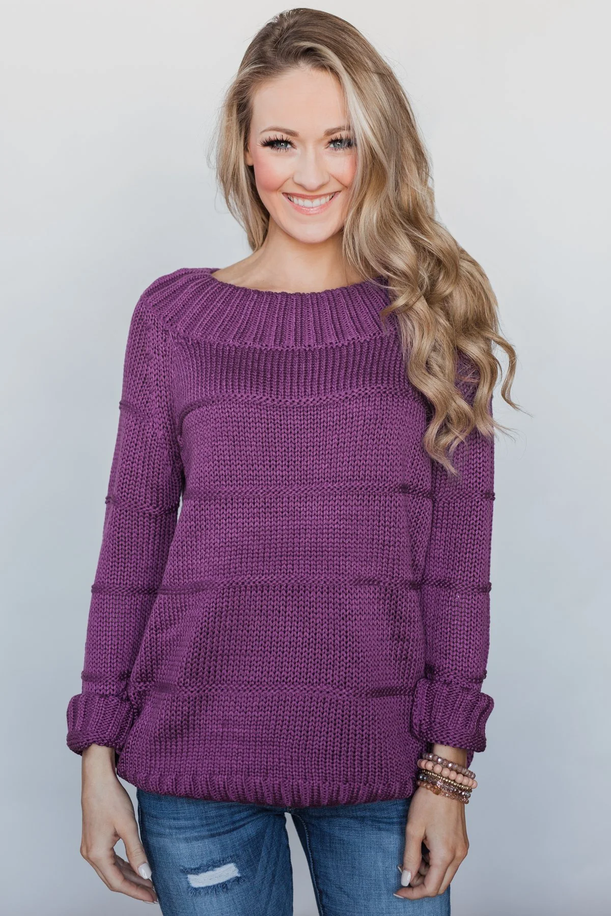 Cuddle Me Close Knitted Sweater- Purple