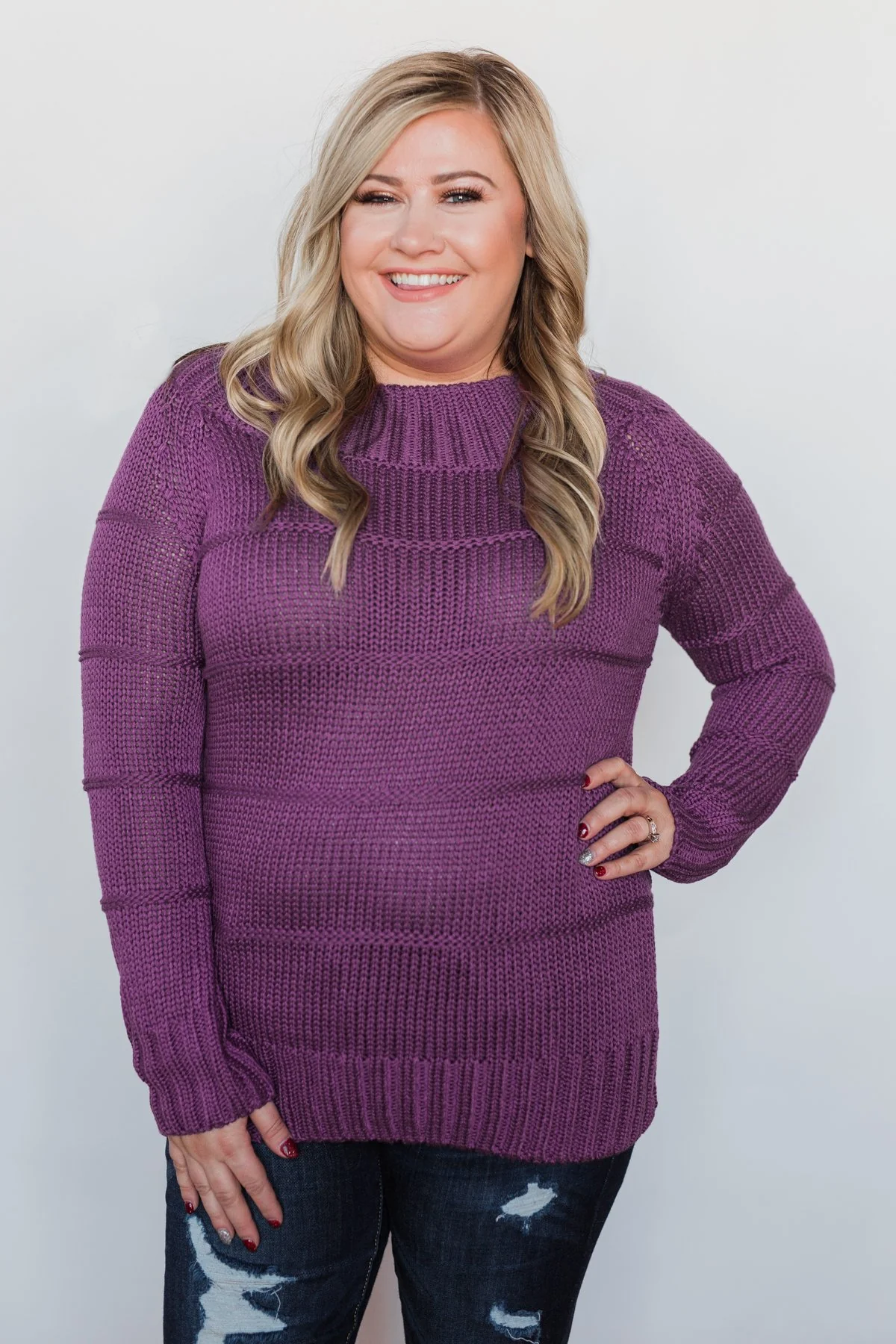 Cuddle Me Close Knitted Sweater- Purple - Image 2