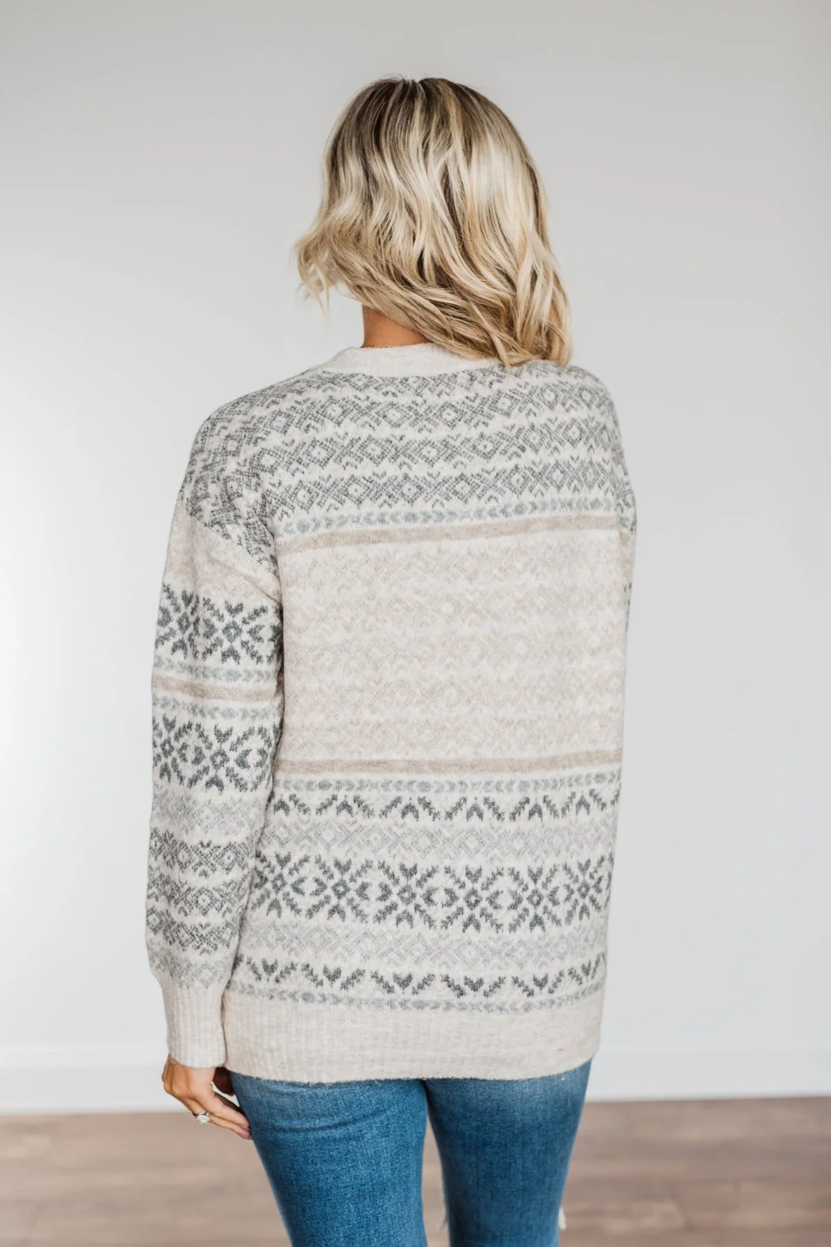 Cute & Cozy Knit Sweater- Charcoal & Oatmeal - Image 8
