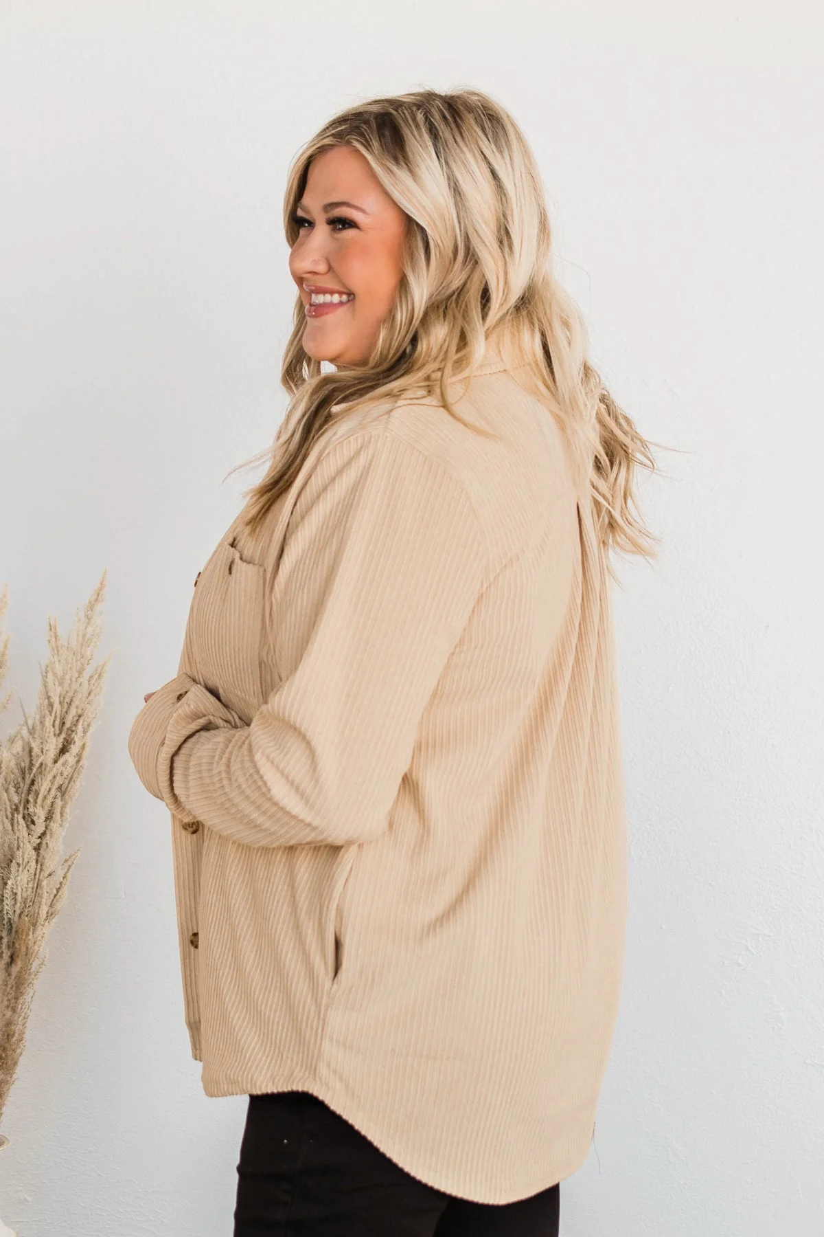Cute Little Thing Corduroy Button Jacket- Oatmeal - Image 10