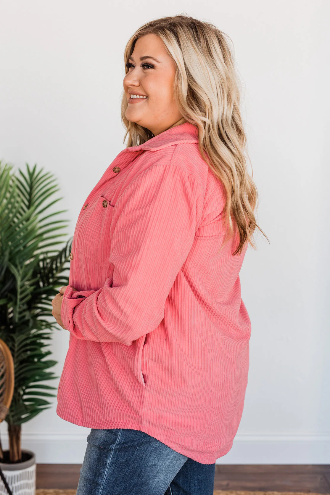 Cute Little Thing Corduroy Button Jacket- Pink - Image 10