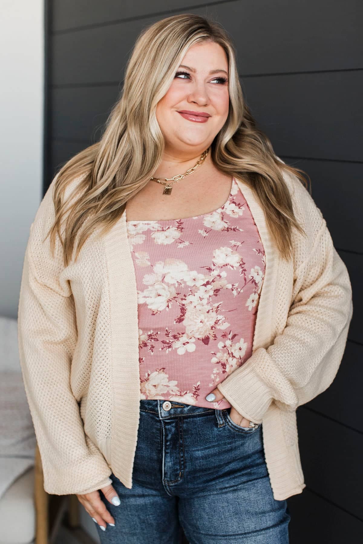 Daily Hugs Knit Drape Cardigan- Creamy Oat - Image 3