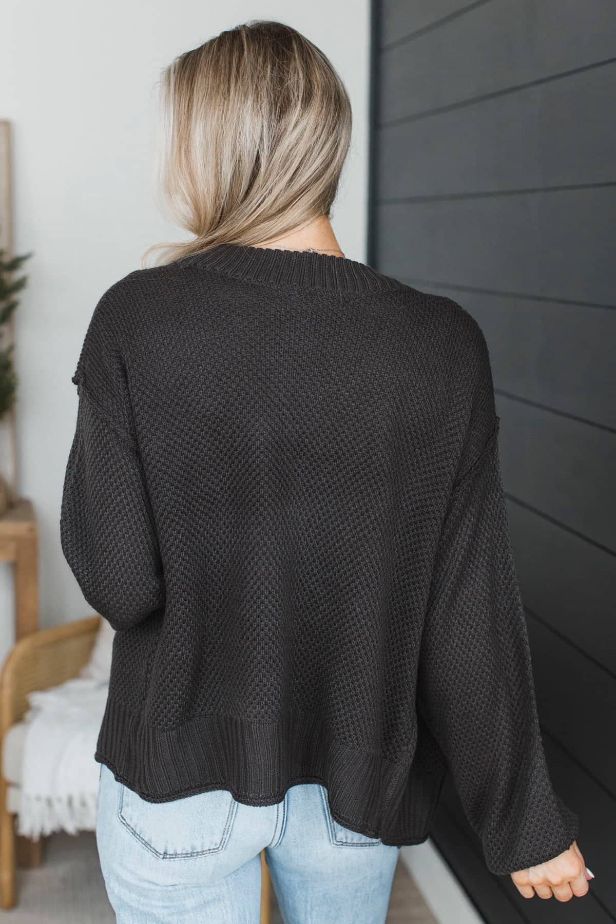 Daily Hugs Knit Drape Cardigan- Dark Charcoal - Image 6