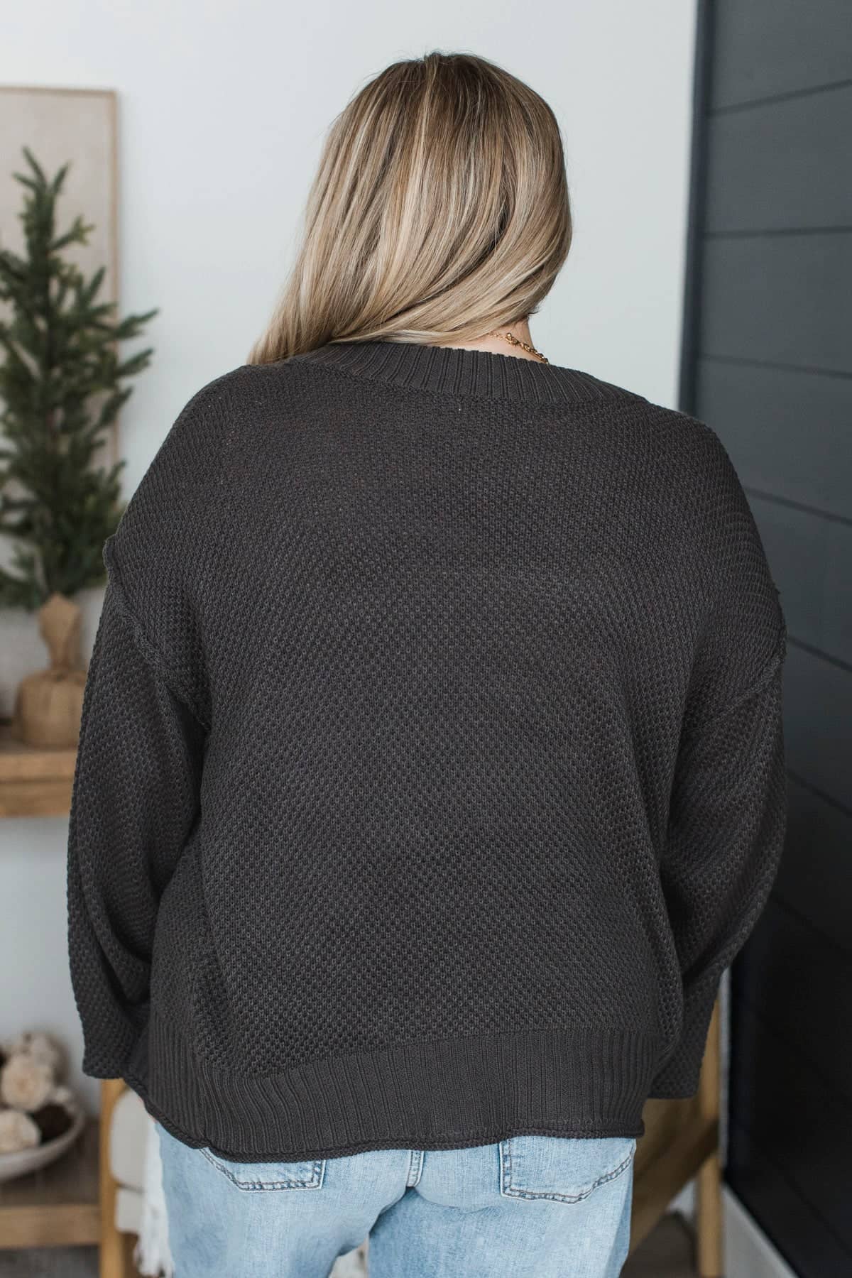 Daily Hugs Knit Drape Cardigan- Dark Charcoal - Image 7