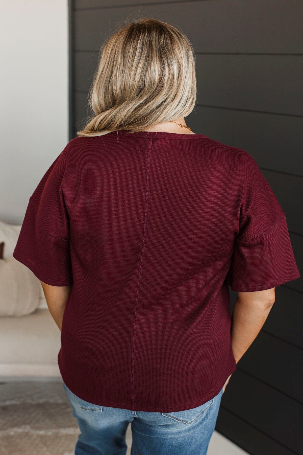 Daily Necessity Short Sleeve Top- Burgundy - Image 7