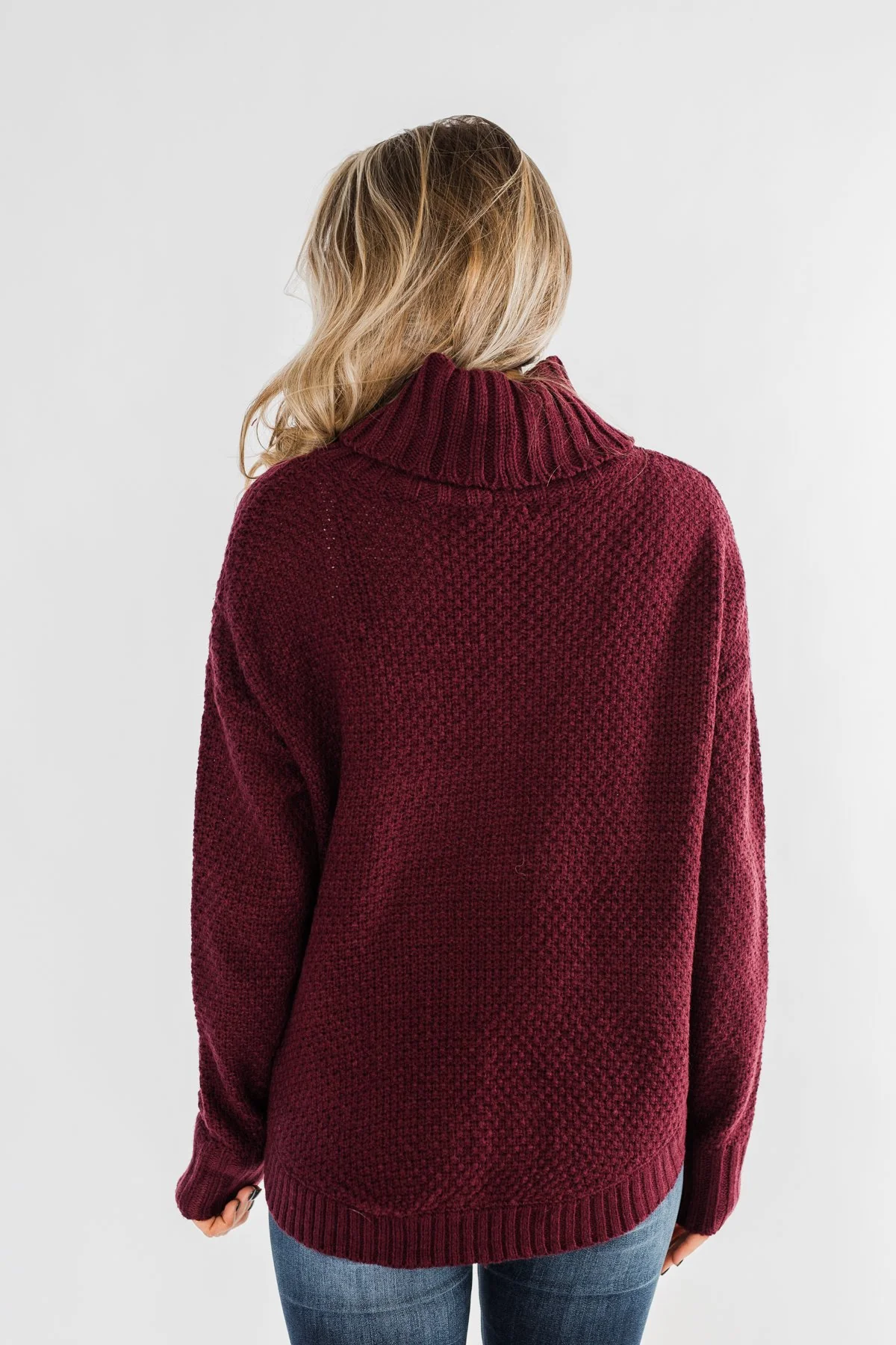 Daily Smiles Turtle Neck Sweater- Burgundy - Image 15