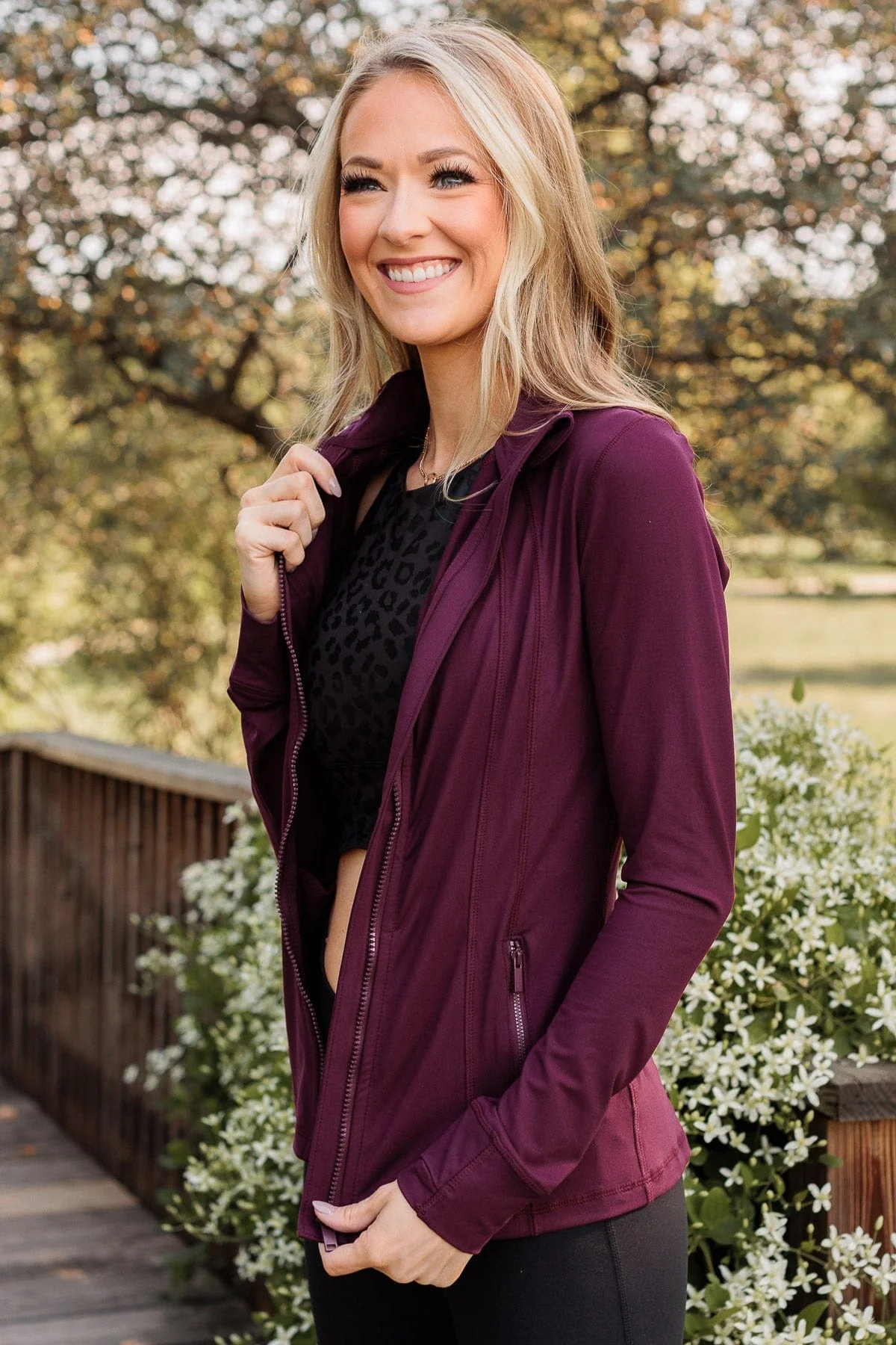Daily Walks Athleisure Jacket- Burgundy - Image 2
