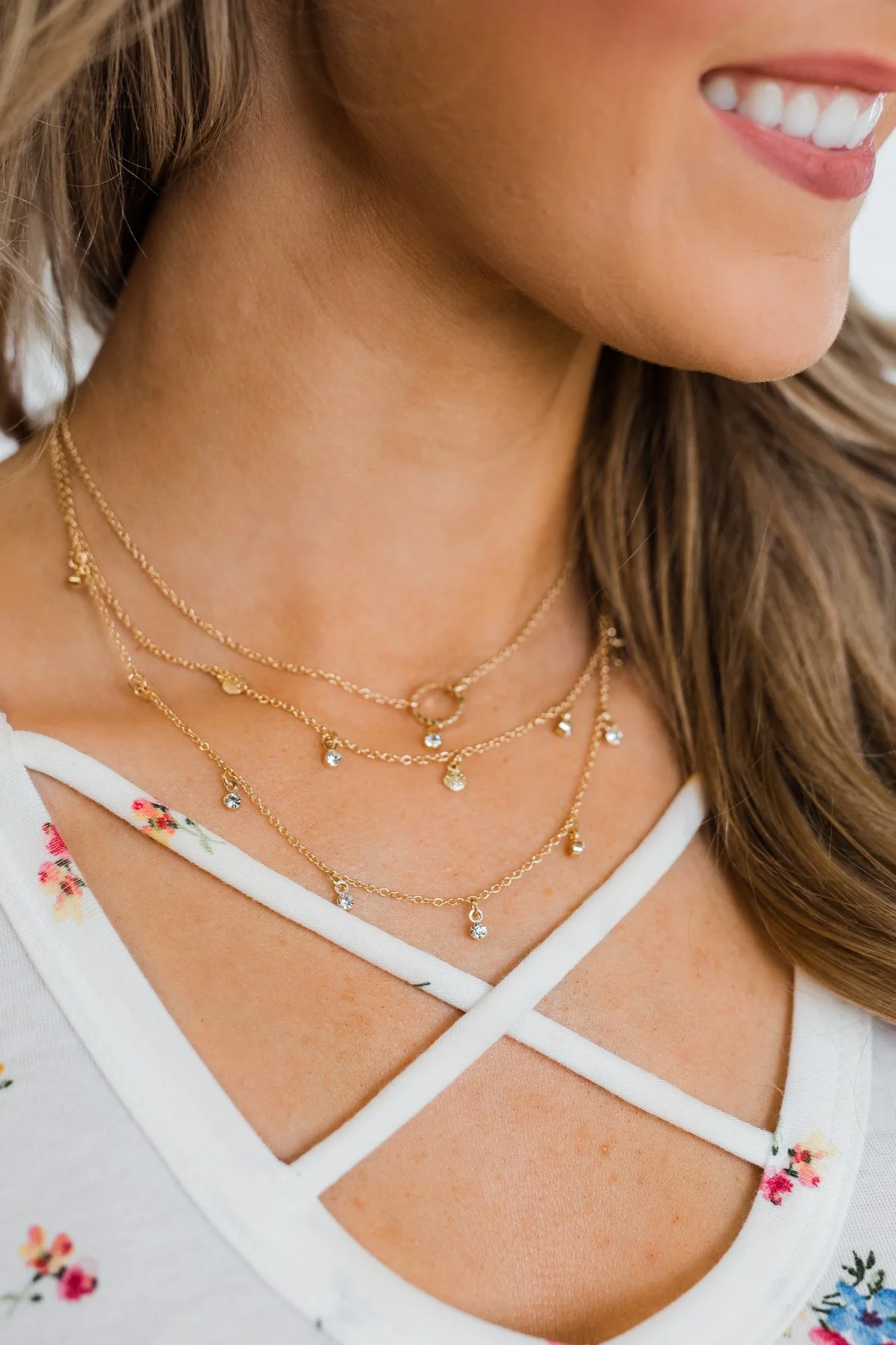 Dainty 3 Tier Necklace- Gold - Image 2