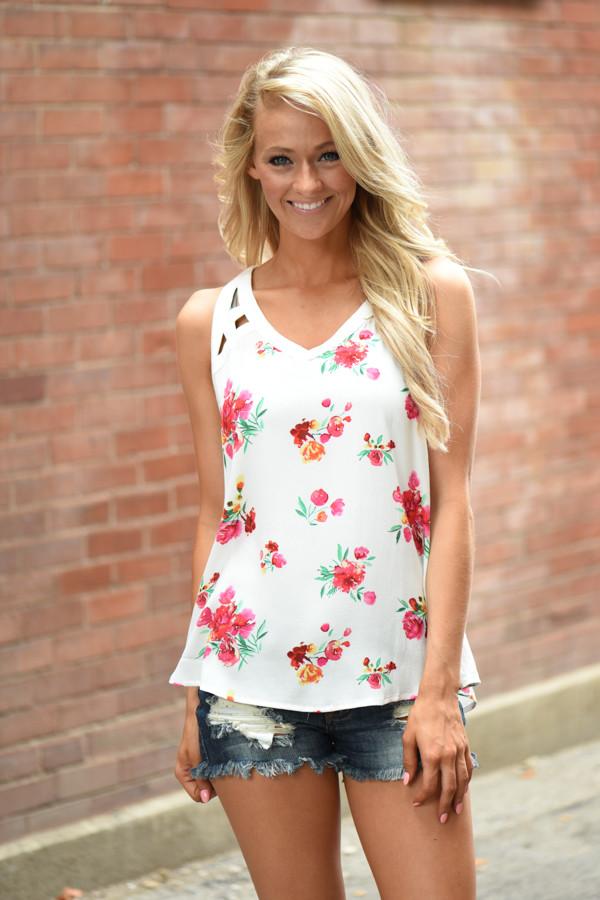 Dainty Floral Criss Cross Tank - Image 3