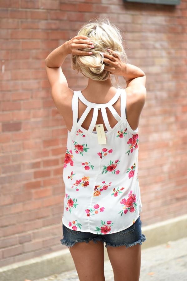 Dainty Floral Criss Cross Tank - Image 6
