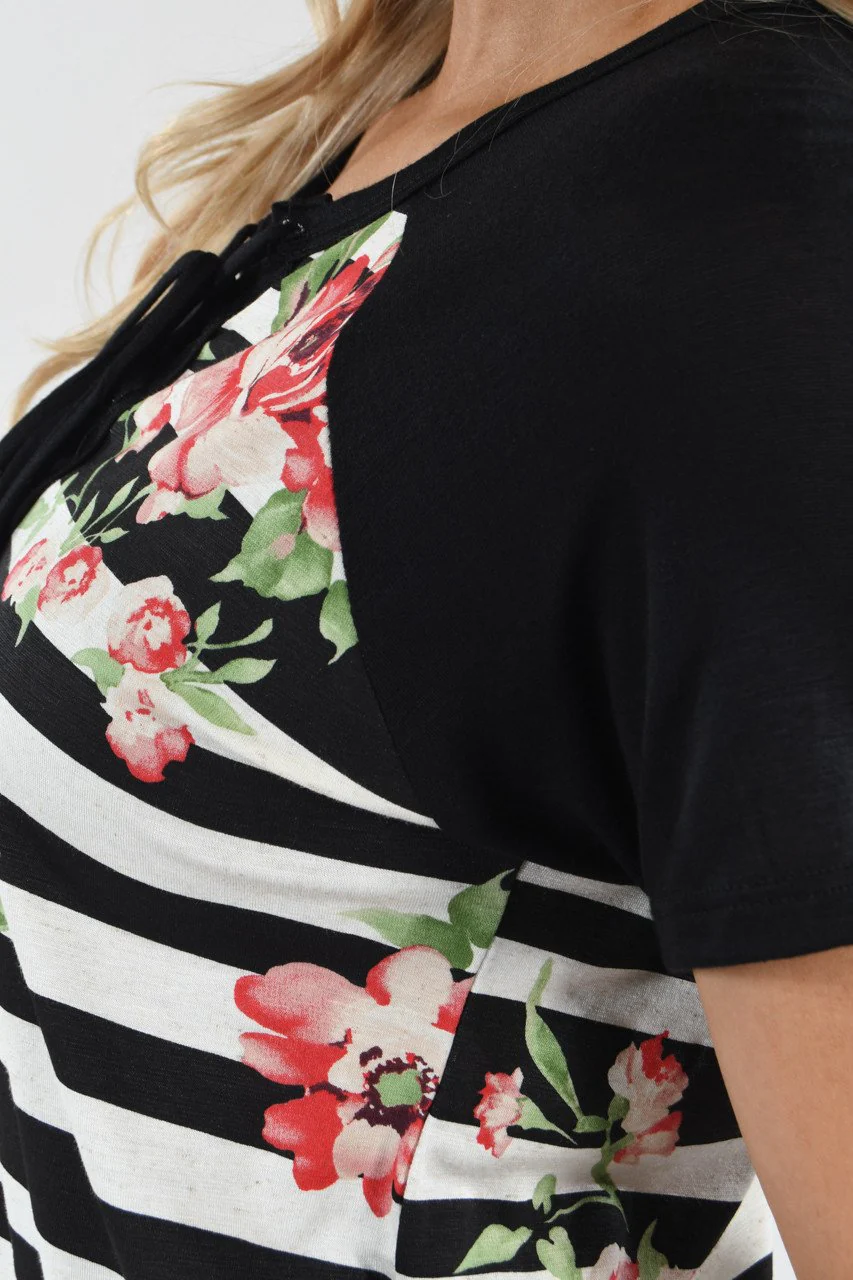 Dance Party Floral & Stripes Top - Image 5