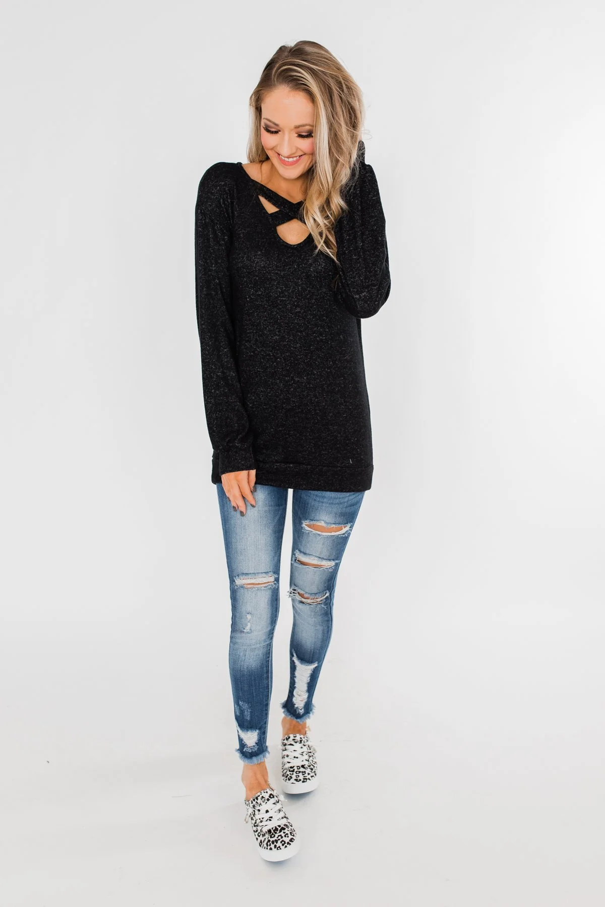 Dance The Day Away Criss Cross Top- Black - Image 3